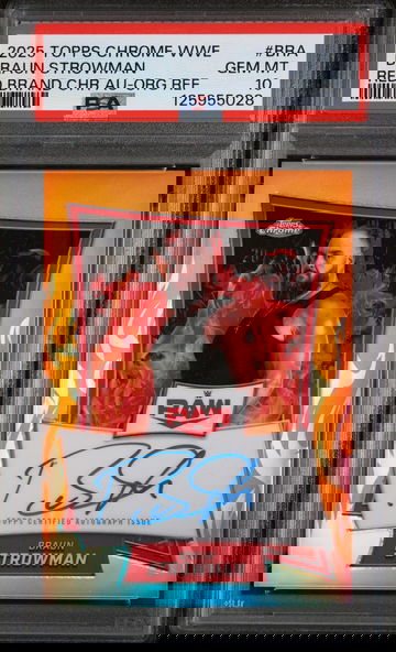 2025 Topps Chrome WWE Red Brand Chrome Autographs Orange Refractor Braun Strowman #BRA PSA 10
