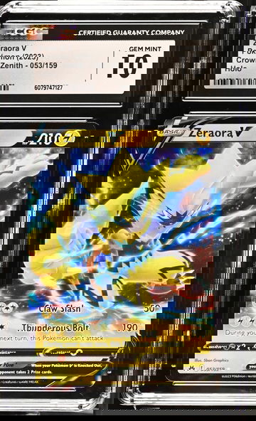 2023 Pokémon Sword & Shield Crown Zenith Zeraora #053/159 V Holo CGC 10