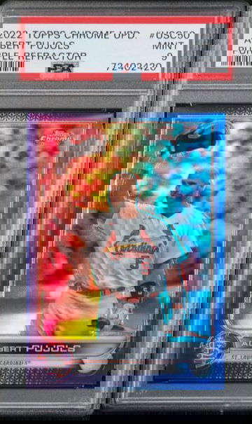 2022 Topps Chrome Update USC50 Albert Pujols Purple Refractor PSA 9