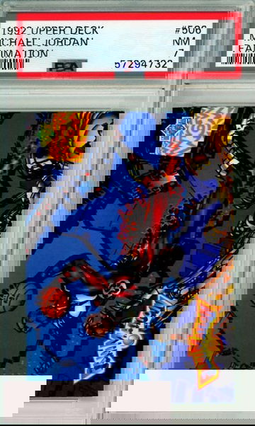 1992 UPPER DECK FANIMATION MICHAEL JORDAN #506 HOF CHICAGO BULLS PSA NM 7