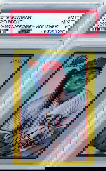 2019 Bowman #MT Mike Trout 30TH Anv.Chrome-Gold Refractor PSA 9 MINT!