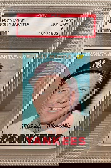 1967 Topps MICKEY MANTLE #150 Baseball Card Graded PSA EX-MT 6 New York Yankees HOF