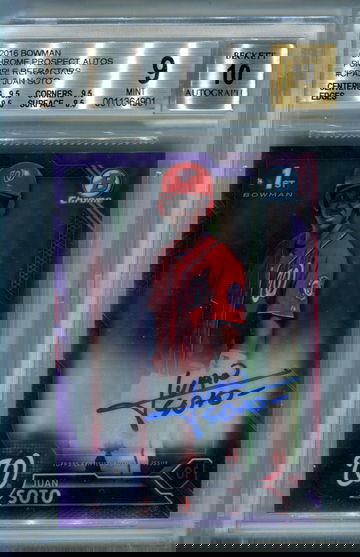 Juan Soto purple refractor BGS 9 auto 10