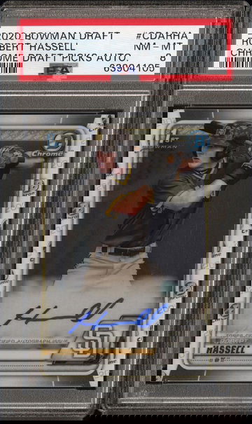 2020 BOWMAN DRAFT CHROME DRAFT PICKS AUTOGRAPHS ROBERT HASSELL #CDARHA CHROME DRAFT PICKS AUTO. PSA 8