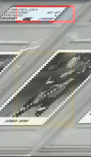 1965 COCA COLA GORDIE HOWE PERFORATED HOCKEY CARD DETROIT RED WINGS PSA 8 NM-MT