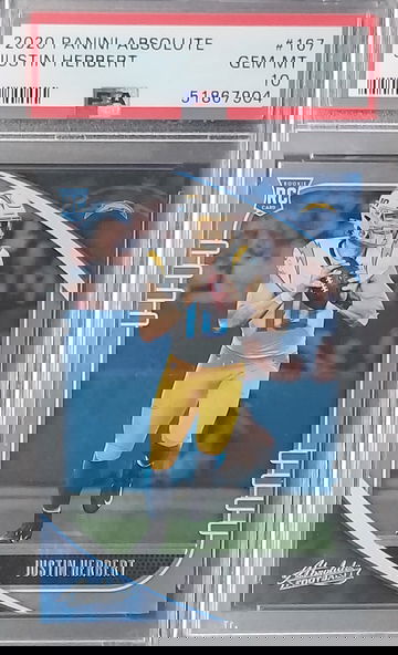 2020 ABSOLUTE JUSTIN HERBERT BASE FOIL PSA 10