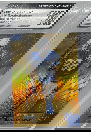 1999 Topps Finest Marvin Harrison Gold Refractor w/Coating #/100 #14 CGC AUTH