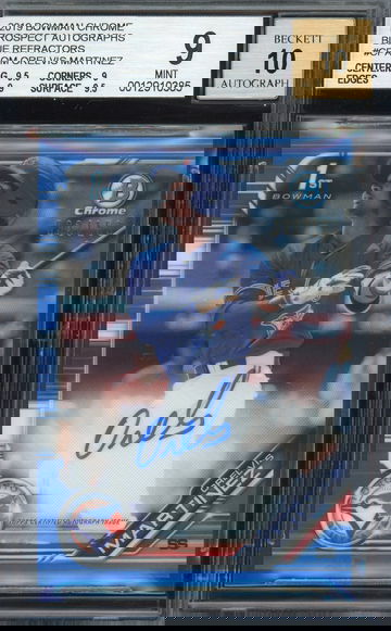 2019 BOWMAN CHROME BLUE REFRACTOR ORELVIS MARTINEZ RC AUTO BGS 9
