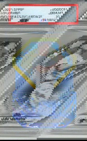 2022 TOPPS DIAMOND GREATS DIE CUT UPDATE LOU GEHRIG YANKEES PSA 10 LOW POP