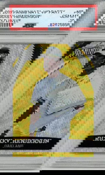 2015 PANINI NATIONAL VIP PARTY GOLD WAVE #65 RICKEY HENDERSON /15 PSA 10