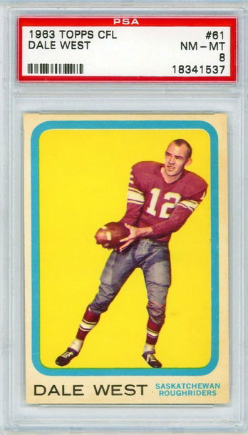 1963 Topps CFL Dale West #61 PSA 8 P1327