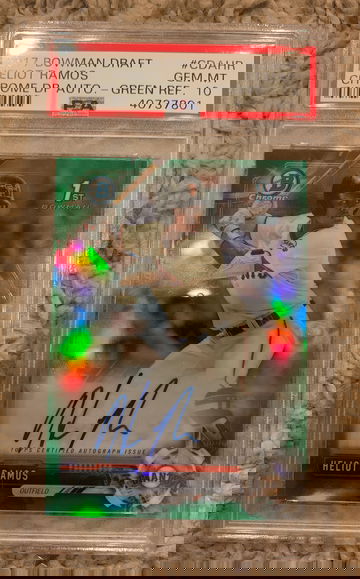 2017 bowman heliot Ramos green /99 auto psa 10