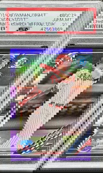 2019 Bowman Draft Bryson Stott Chrome Purple Refractor First Bowman /250 PSA 10