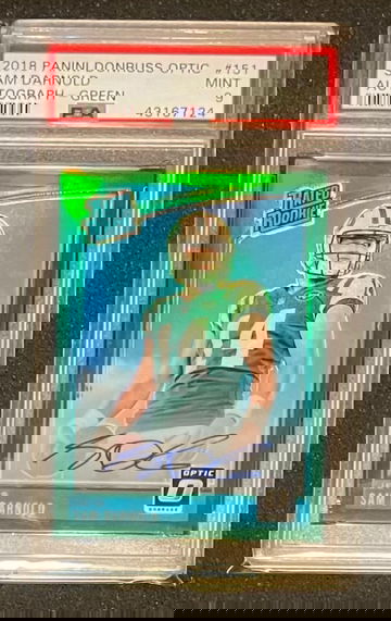 Sam Darnold 2018 Panini Donruss Optic Rated Rookie Auto Green #d 4/5 PSA 9