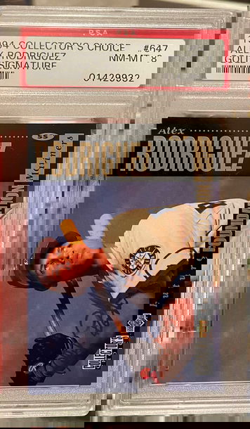 PSA 8 ALEX RODRIGUEZ 1994 Collector’s Choice Gold Signature RC Rookie 