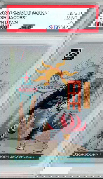 2020 PANINI DONRUSS DOWNTOWN JOSH JACOBS #D-JJ LAS VEGAS RAIDERS PSA 9 MINT