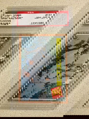 1962 Topps #137 Babe Ruth And MGR Huggins PSA 8 NM-MT YANKEES HOF