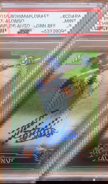 Pete Alonso green refractor /99 auto psa 9