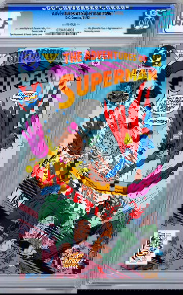 ADVENTURES OF SUPERMAN #496 CGC 8.5 *FIRST DOOMSDAY APP* DEATH OF SUPERMAN 1992