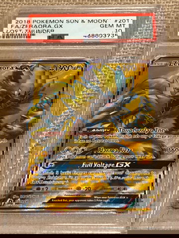 2018 POKÉMON SUN & MOON FA/ZEROARA GX LOST THUNDER PSA 10