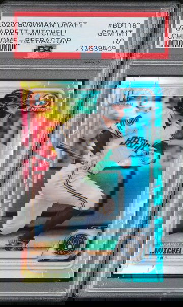 2020 TOPPS BOWMAN DRAFT GARRETT MITCHELL CHROME REFRACTOR #BD118 PSA 10