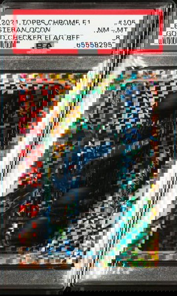 2021 TOPPS CHROME FORMULA 1 F1 ESTEBAN OCON GOLD CHECKER FLAG REFRACTOR SP /50 #105