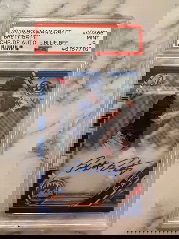 2019 Bowman Draft Brett Baty Blue Refractor Auto PSA 9