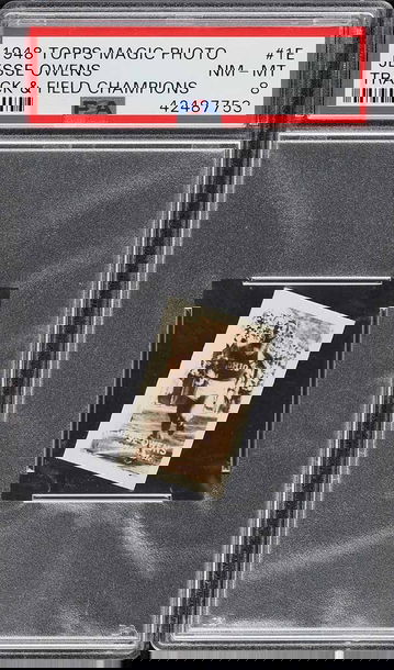 1948 Topps Magic Photo Track & Field Jesse Owens #1E PSA 8 POP 2 HIGHEST GRADED!