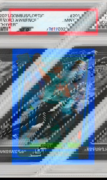 TREVOR LAWRENCE 2021 Panini Donruss Optic Blue Hyper Prizm Rc #201 PSA 9