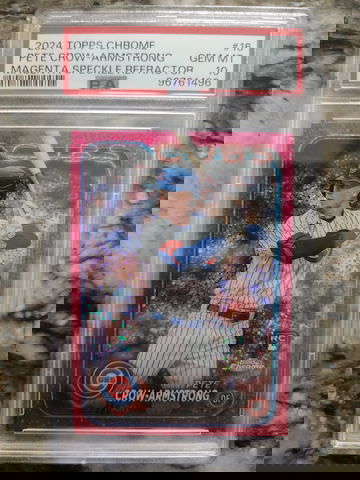 Pete Crow-Armstrong 2024 Topps Chrome #16 Magenta Speckle Refractor /350 PSA 10
