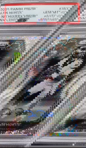 2020 Prizm Jalen Hurts No Huddle Auto RC #343 PSA 10/10