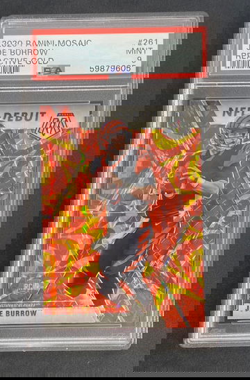 2020 Panini Mosaic 261 Joe Burrow Reactive Gold psa 9