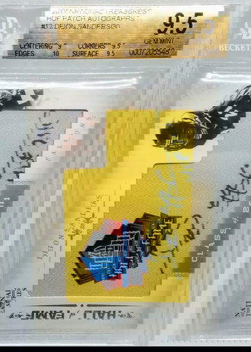 Deion Sanders 2011 National Treasures HOF Patch Autograph /30 BGS 9.5 w/ 9 Auto