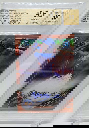 2019 Bowman Chrome Orange Refractor auto Ronny mauricio BGS 9.5 Auto 10