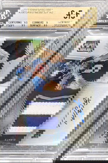 2017 Panini Spectra Silver Rookie Patch Auto Davis Webb /99 BGS 9.5 Giants