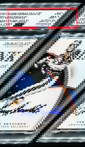 2015 Panini immaculate Terry Bradshaw Collegiate Ink Auto Gold 2/5 PSA 7/10