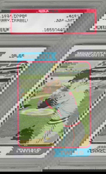 1974 Topps Baseball Card Jerry Terrell #481 PSA 8 Minnesota Twins