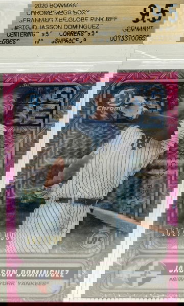 2020 BOWMAN CHROME MEGA BOX JASSON DOMINGUEZ SPANNING THE GLOBE PINK REF/199 #STGJD BGS 9.5 Gem Mint