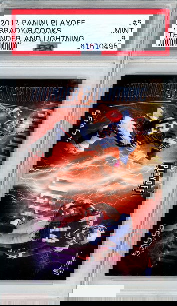 2017 PANINI PLAYOFF THUNDER AND LIGHTNING TOM BRADY BRANDIN COOKS #5 PSA 9 MINT