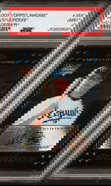 2007 Topps Chrome Alex Gordon Autograph #345 PSA 9 [BL-1C.13]