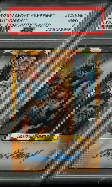 2024 Topps Chrome Marvel Sapphire Edition Authentic Marvel Comic Book Artist Autographs Andy Kubert #CAANK /50 PSA 9