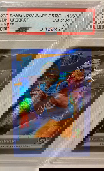 Justin Herbert optic blue hyper rated rookie PSA 10