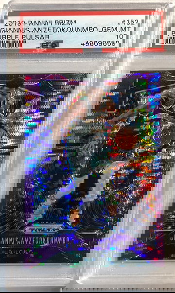 2019-20 Panini Prizm Basketball #152 Giannis Antetokounmpo Purple Pulsar /35 PSA 10