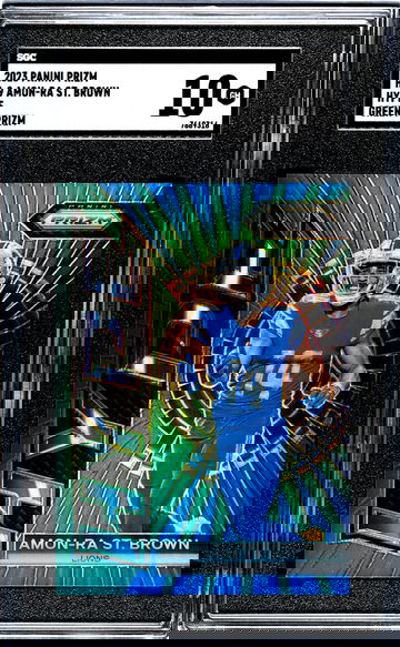 2023 Panini Prizm #H-9 Amon-Ra St. Brown Hype Green Prizm SGC 10