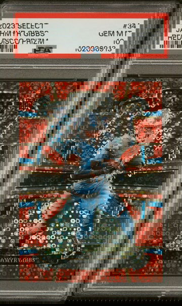 2023 Panini Select Jahmyr Gibbs Red Disco Prizm /49 PSA 10 GEM MT #34 RC