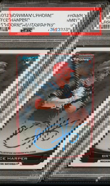 2012 Bowman Draft Chrome Rookie Autograph Bryce Harper #RABH PSA 9