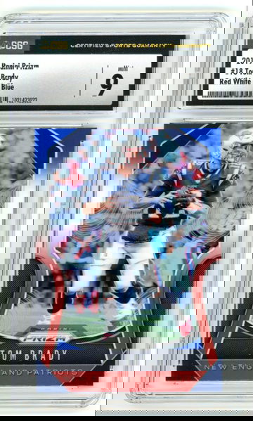 2019 Panini Prizm Tom Brady #18 Red White & Blue CSG 9 Mint