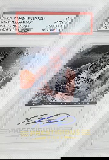 KAWHI LEONARD 2012-13 Panini Prestige Prestigious Picks Rookie RC Auto #14 - PSA/DNA MINT 9/ AUTO 10