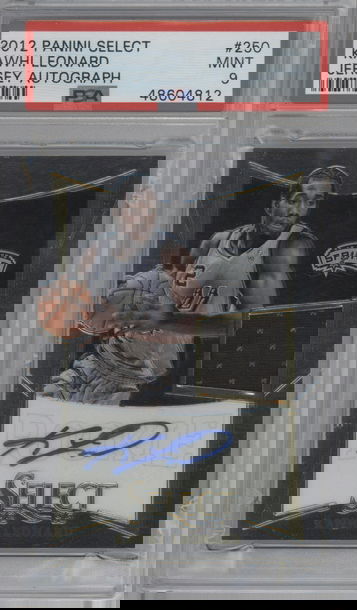 2012 Panini Select Kawhi Leonard Jersey Auto PSA 9 (249/249)