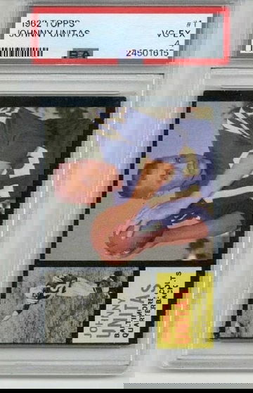 1962 TOPPS #1 JOHNNY UNITAS FOOTBALL CARD BALTIMORE COLTS PSA 4 LOW POP RARE